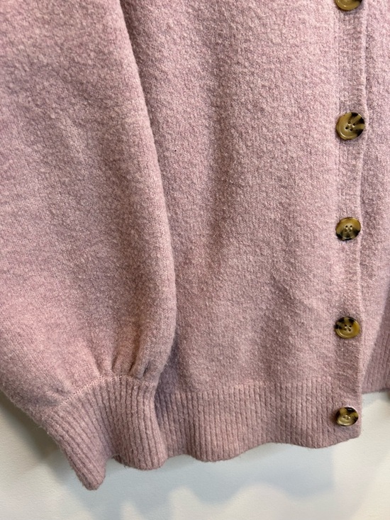 Zara Oversized Balloon Sleeve Button Up Cardigan Sweater Pink - Picture 6 of 10